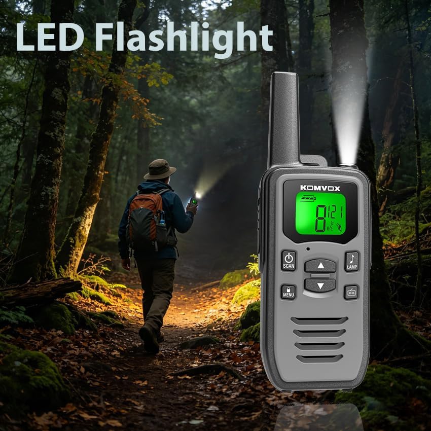 Gray Rechargeable Walkie Talkies for Adults, Long Range 36 Channels FRS Two W...