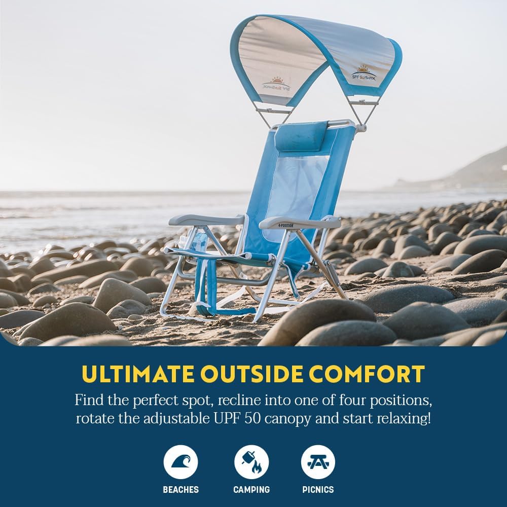GCI Outdoor Sunshade Backpack Beach Chair | Reclining Folding Canopy Chair wi...