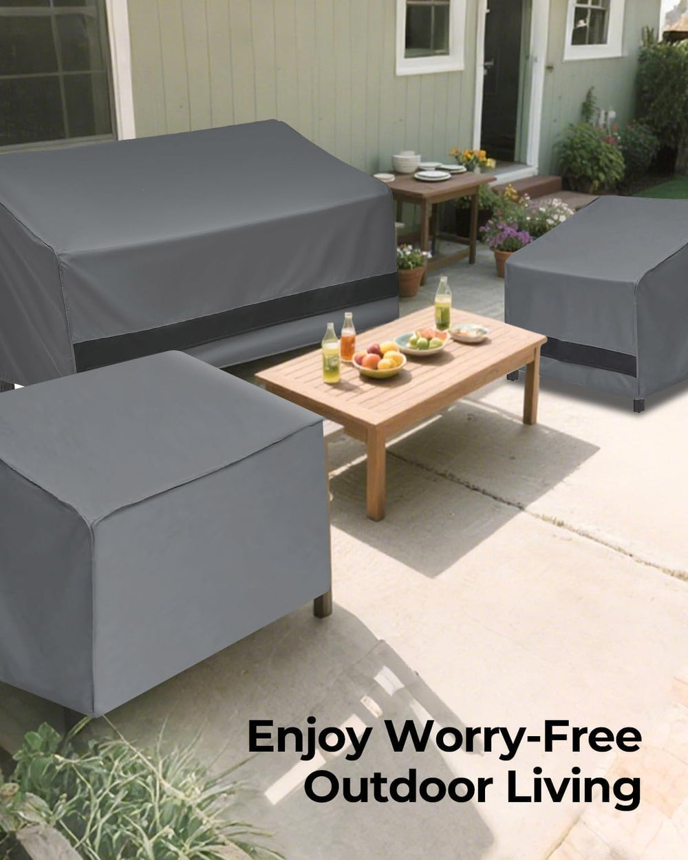 loriano 3-Piece Patio Furniture Covers Set, Waterproof Outdoor Chair & Lo...