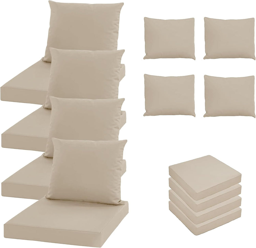 Oslimea Patio Cushion Covers Replacement Set of 4, 24 x 24 x 4 Inch, Tan