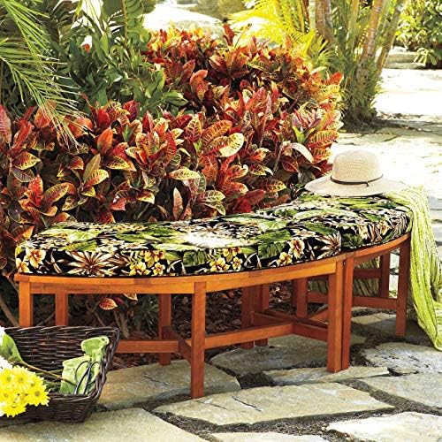 Solid Wood Fire Pit Curved Bench 44" Outdoor Garden Patio
