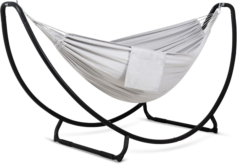 Portable Large Hammock with Stand, Patented, Light Gray