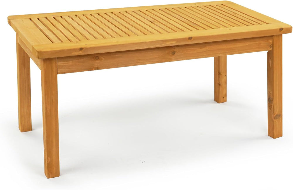 VINGLI Outdoor Wood Coffee Table, 35" Farmhouse Side Table for Patio, So...