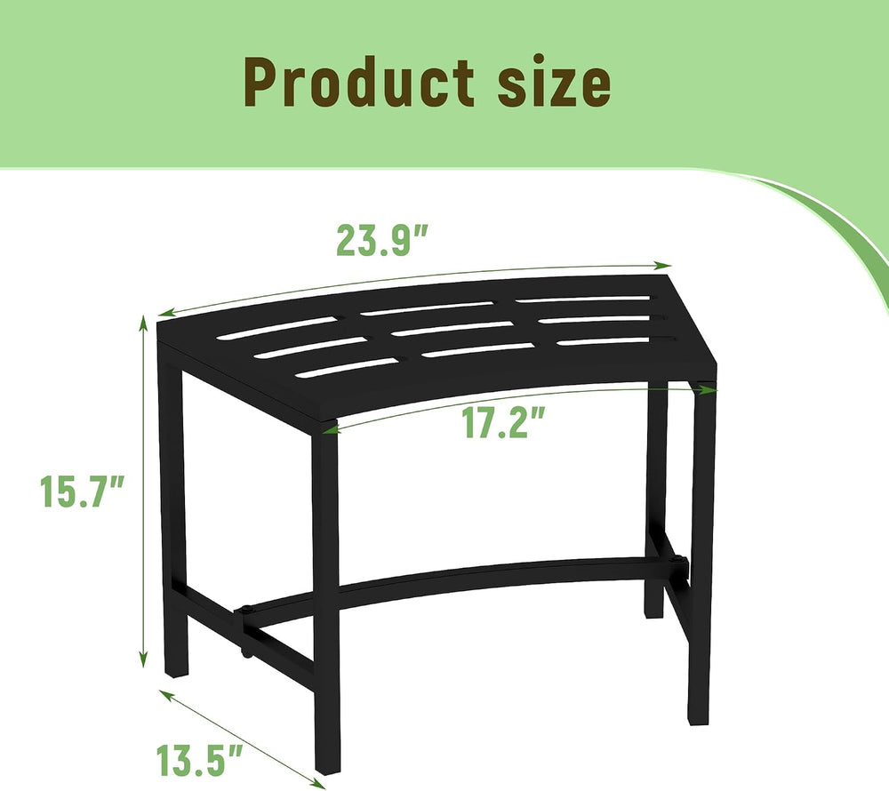 Metal Outdoor Curved Fire Pit Bench Set of 4, Fire Pit Seating Waterproof, St...