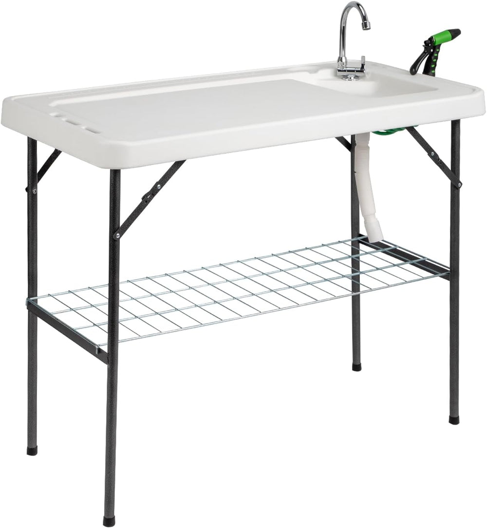 VINGLI Upgarded Folding Fish Cleaning Table with Sink, Portable Camping Sink ...