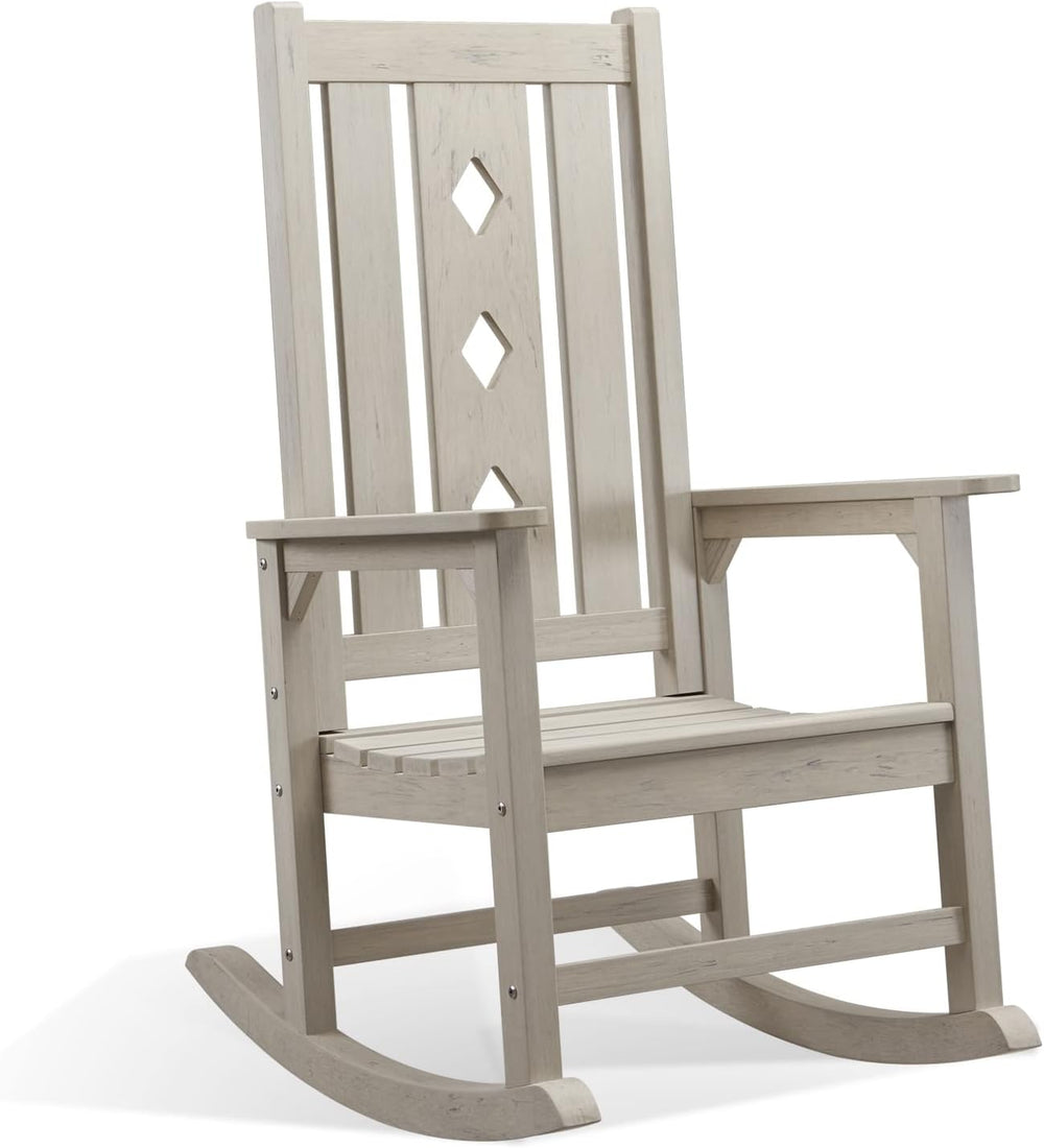 Oversized Outdoor Rocking Chair, Porch Rocker with High Back - Grey