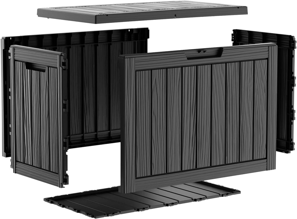 55 Gallon Outdoor Storage Box Waterproof, UV Resistant Resin Deck Box for Pat...