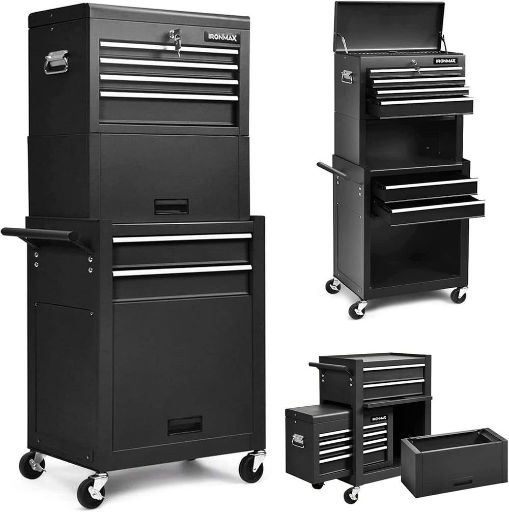 Goplus Tool Chest, 3-in-1 Rolling 6 Drawers Tool Cabinet with Detachable Top ...