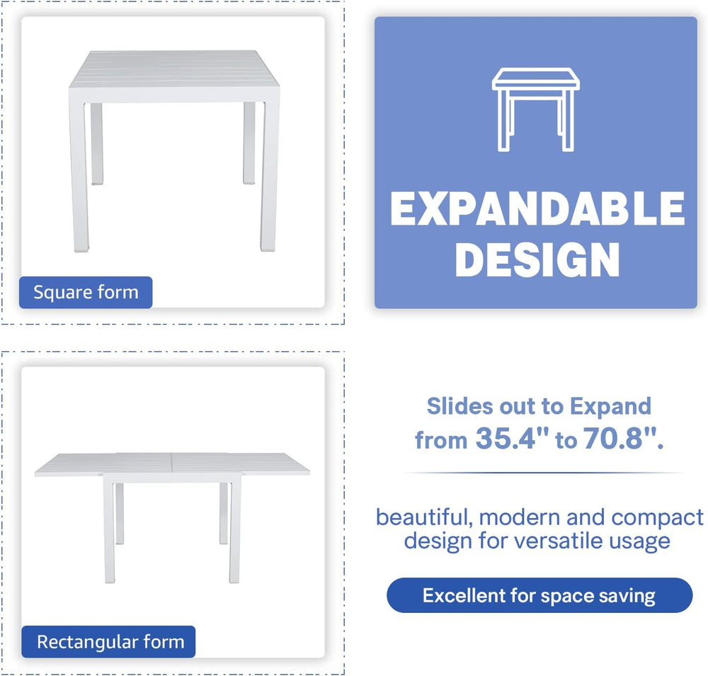 Soleil Jardin Aluminum Extendable Outdoor Dining Table, 35" - 71"