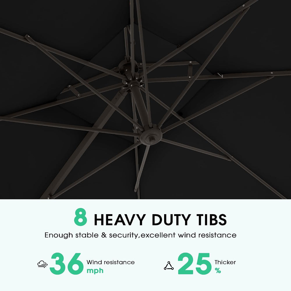 JEAREY 9x9 ft 2-Tier Cantilever Patio Umbrella, Outdoor Offset Umbrella