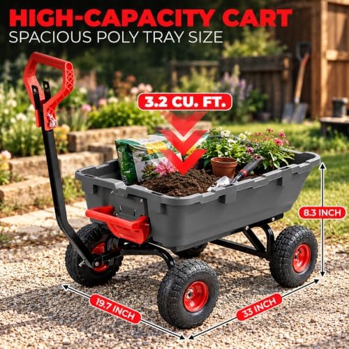 XtremepowerUS 2-in-1 Convertible Garden Cart & Dump Wagon, 800-LB Capacit...