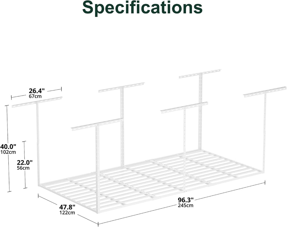 SunsGrove 4x8 Overhead Garage Storage Rack Organization, Adjustable Ceiling M...