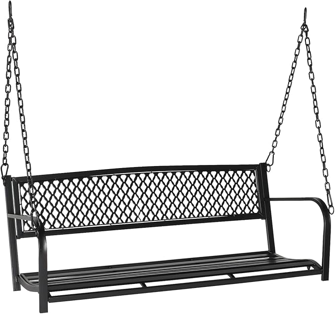 VINGLI Upgraded Metal Patio Porch Swing, 660 LBS Weight Capacity Steel Porch ...
