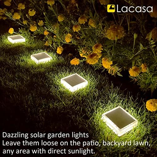 Lacasa Solar Deck Lights, 4 Pack 30LM LED Dock Lights Natural White 4000K, Ou...