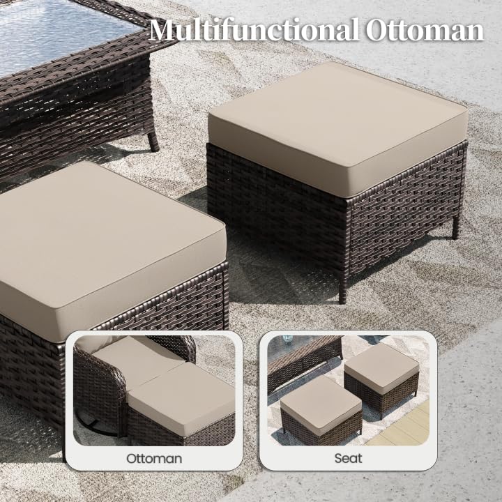 7 Pieces Patio Furniture Set,High Back Wicker Outdoor Sectional Furniture Set...