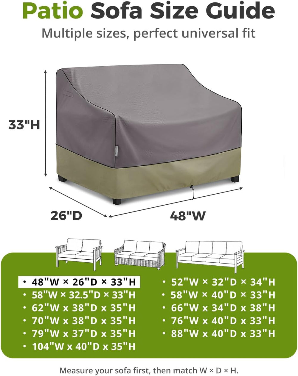 KylinLucky Outdoor Patio Loveseat Covers 48 x 26 x 33 inch Waterproof