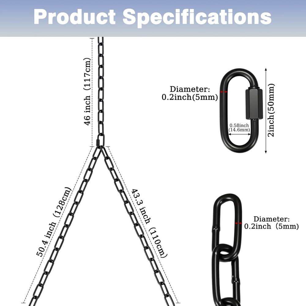 Porch Swing Hanging Chain, Black