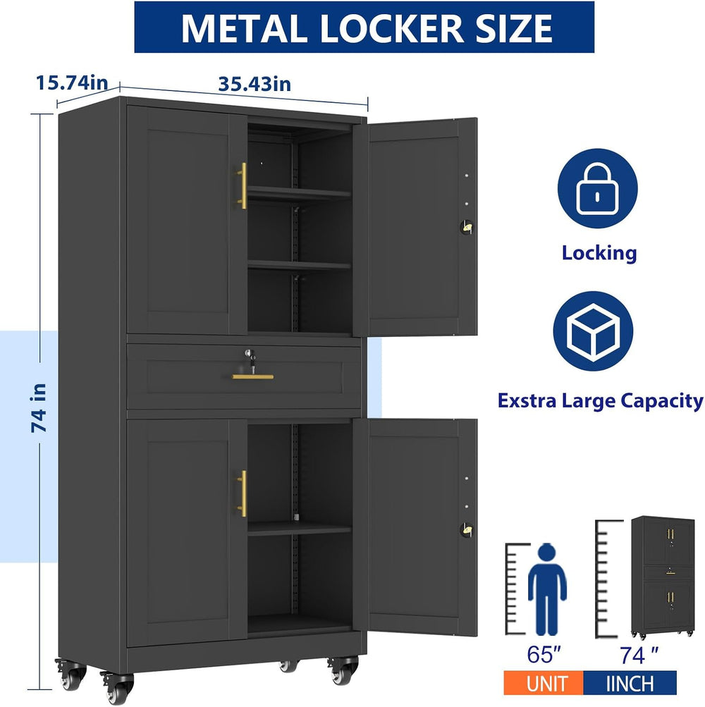 Ckzbx Metal Garage Storage Cabinet with Locking Drawers and Adjustable Shelve...