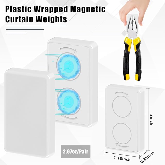 36pcs Outdoor Curtain Weights, Plastic Wrapped Magnetic Drapery Weights, Wate...