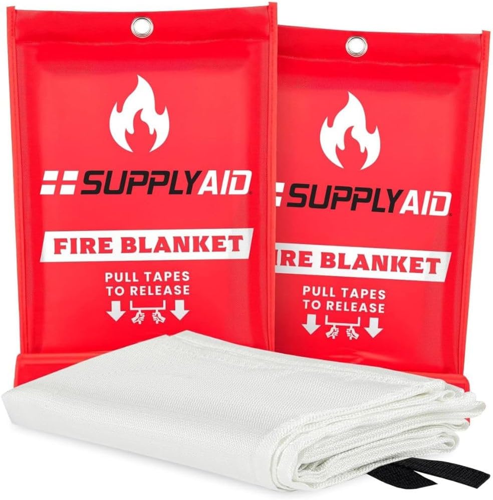 Snow Joe SupplyAid Emergency Fire Blanket - 2 Pack - Fire Suppression Blanket...