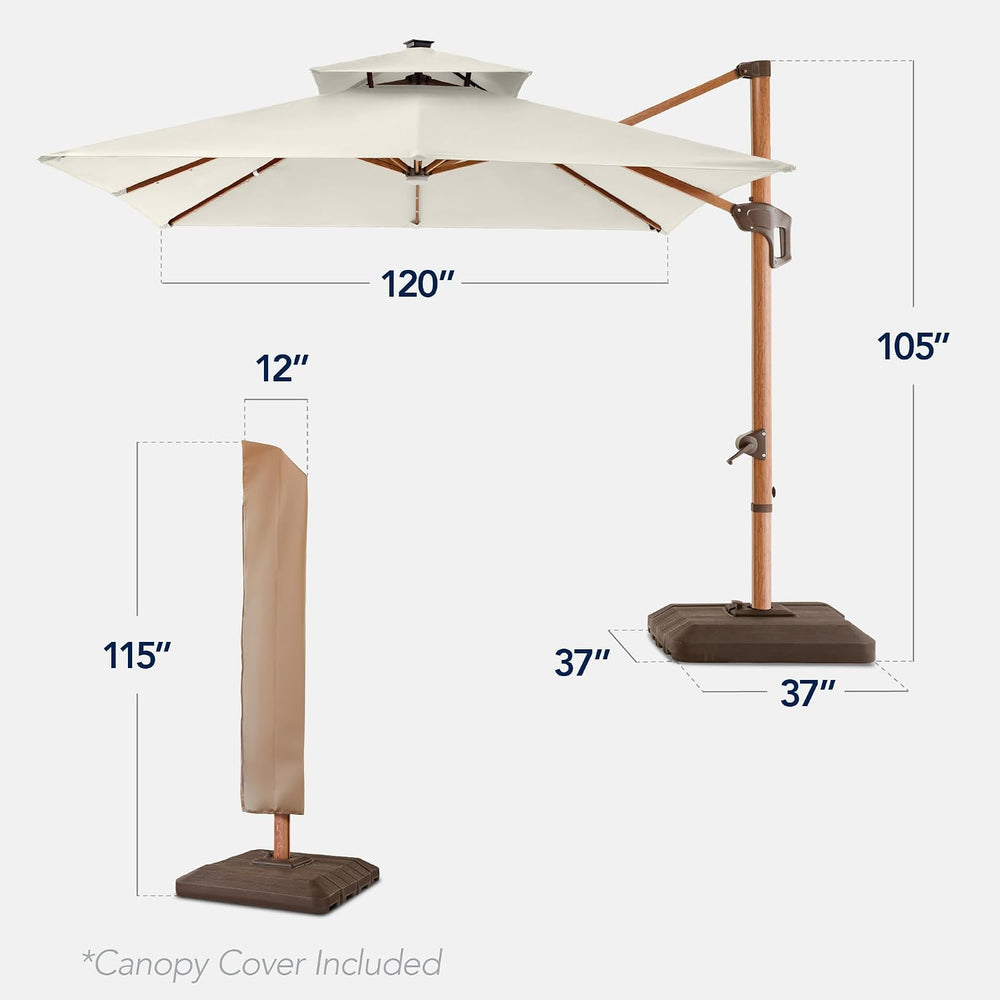Best Choice Products 10ft Square Cantilever Patio Umbrella w/Base Included, W...