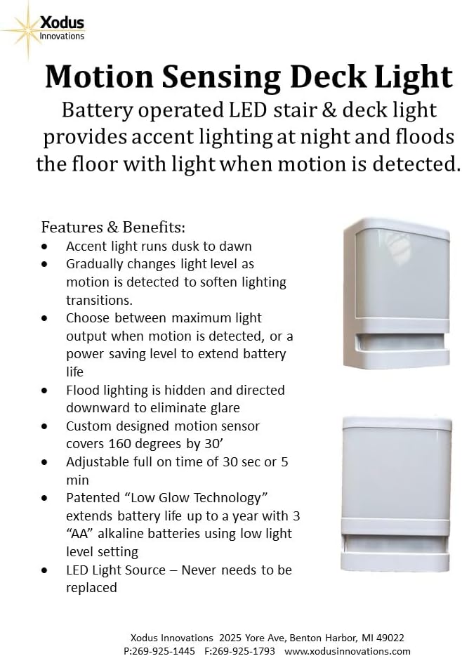 Xodus Battery Operated LED Deck & Stair Light, Motion Sensor, Black, 3 Pack