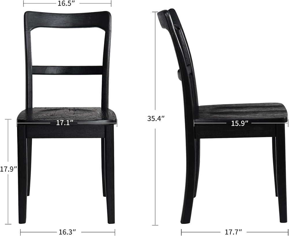 DUHOME Black Wooden Dining Chairs Set of 2,Ladder Back Kitchen Chairs