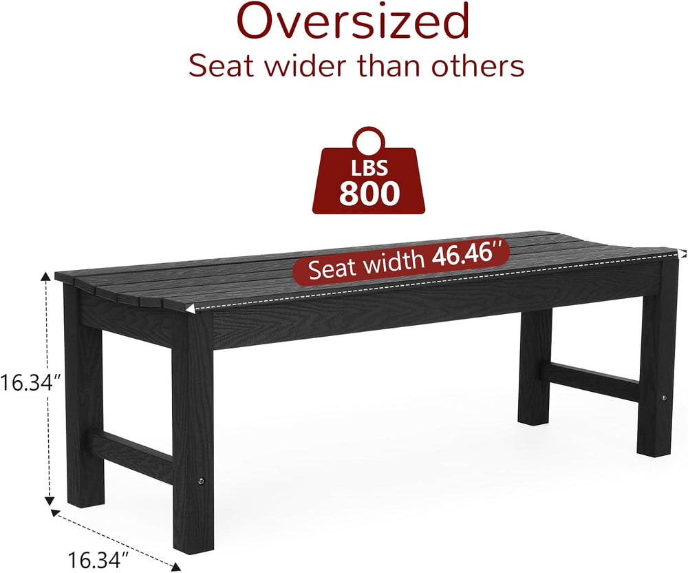 Stoog Outdoor Bench, 2-Person Patio Backless Bench, All-Weather HIPS Garden B...