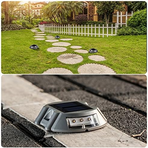 SUNWIND Solar Deck Lighting Outdoor - 4 Pack Waterproof Aluminum Dock Solar P...