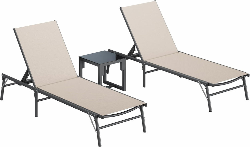 Amopatio Outdoor Lounge Chairs Poolside Chaise Lounge for Patio Set of 2 | wi...