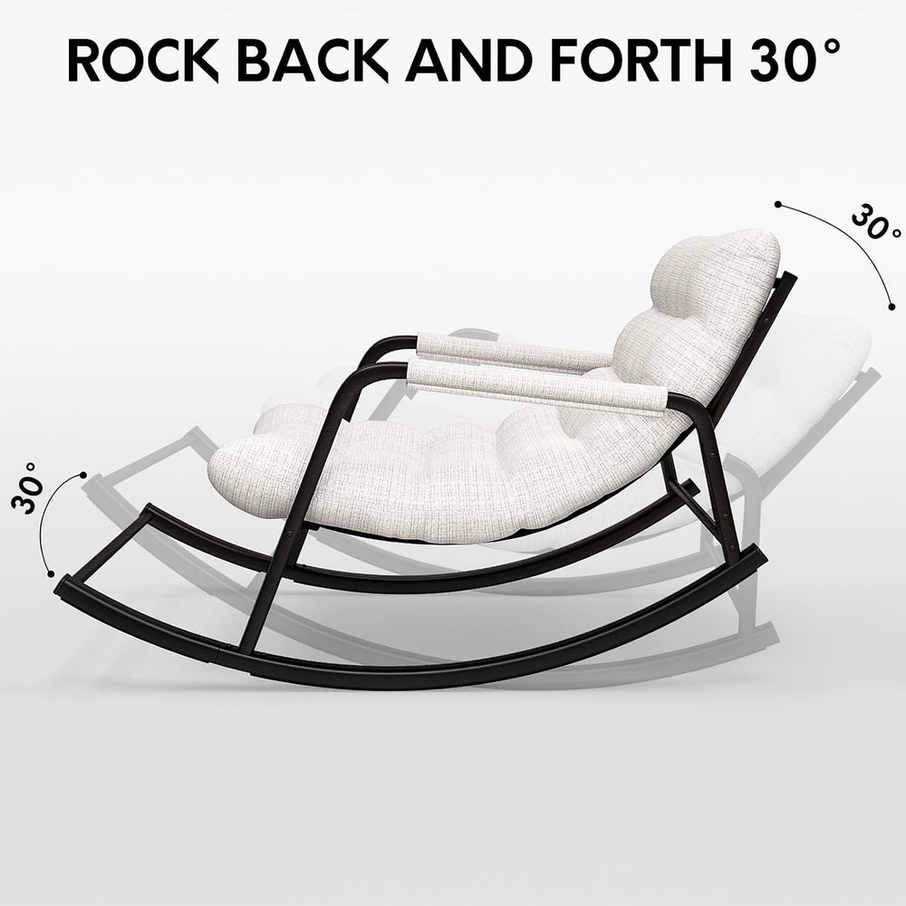 Double Papasan Rocking Chair with Cushion, Patio Loveseat Rocker