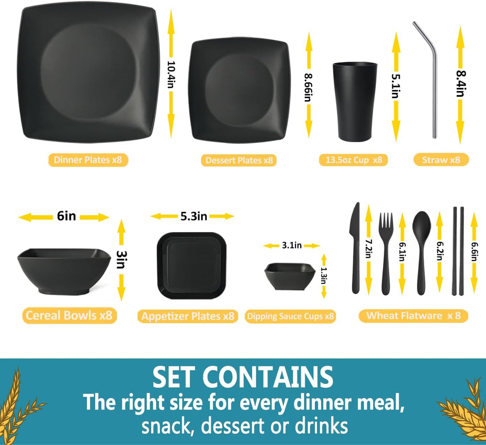 Teivio 88-piece Flatware Plates and Bowls Sets for 8,Kitchen Dinnerware Set