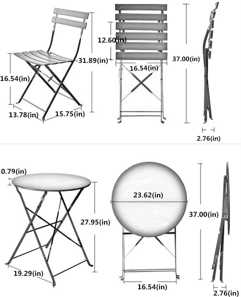 Grand Patio 3 Piece Folding Patio Bistro Set for Outdoor Balcony, Yellow