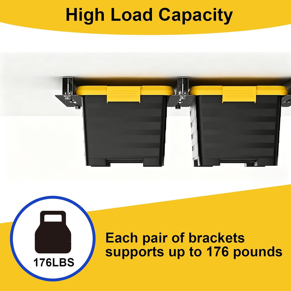 Garage Ceiling Storage Racks, Ceiling Mount Bin Holder, 4 Sets for 3 Bins