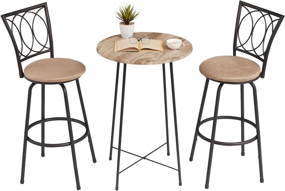 VECELO Bar Stools, 24/29" Adjustable Barstool,Swivel Counter Stool with ...
