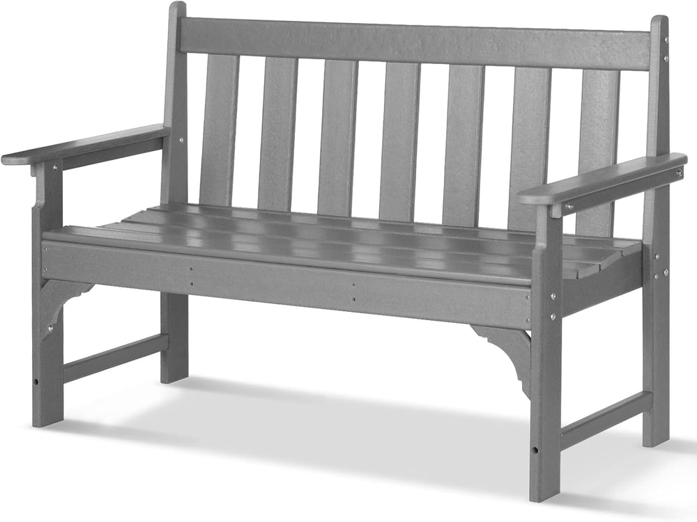 nalone Outdoor Bench, HDPE Patio Bench, Rot-Proof Porch Benches (Grey)