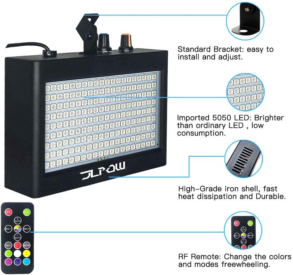 Halloween Strobe Light, JLPOW Ultra Bright RGB LED Strobe Lights (Metal Case)...