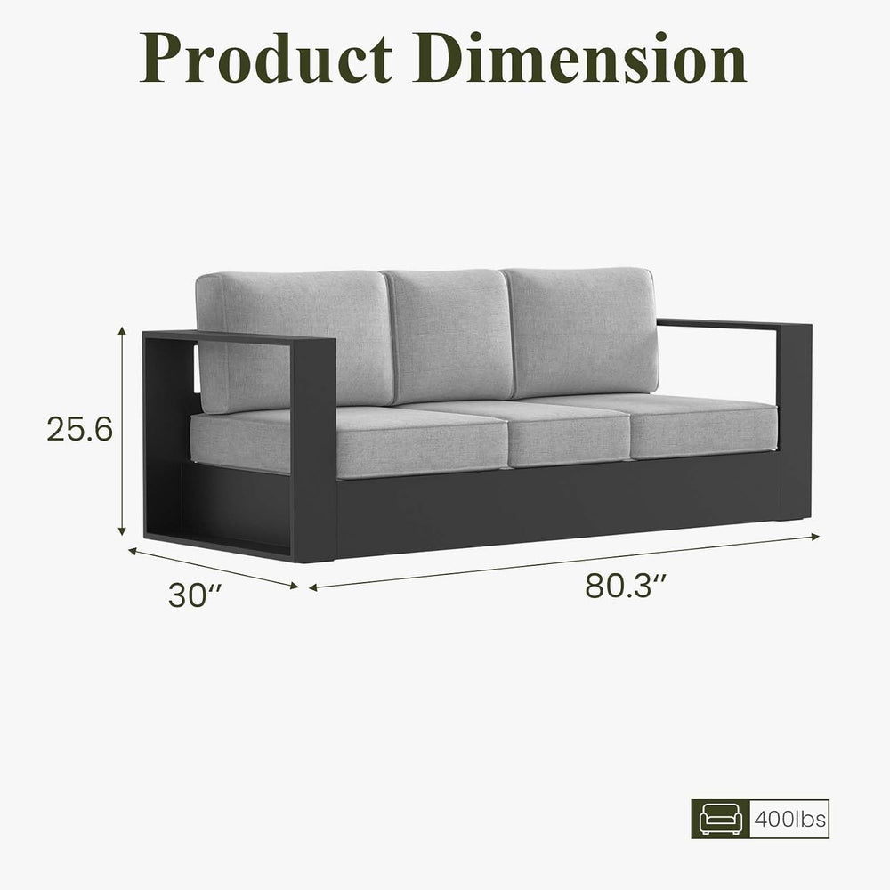 1 Piece Oversized Aluminum Patio Outdoor 3-Seat Sofa