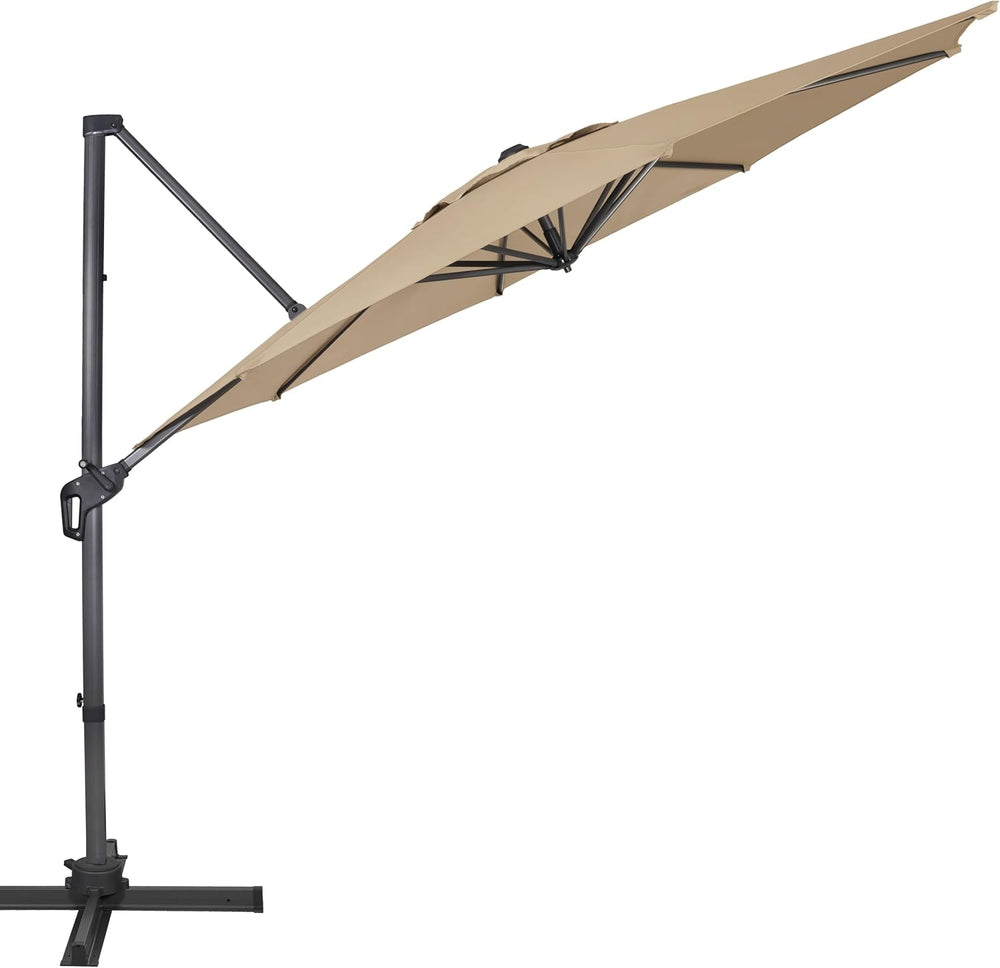 Sunnyglade 10Ft Cantilever Patio Umbrella, 360° Rotation & Integrated Til...