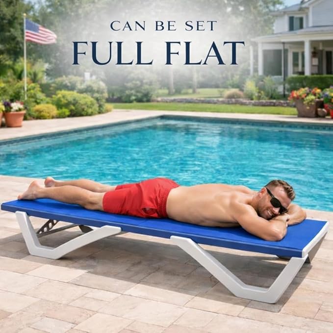 Kozyard Outdoor Chaise Lounge Chair, Full Flat Adjustable Patio Lounger with ...