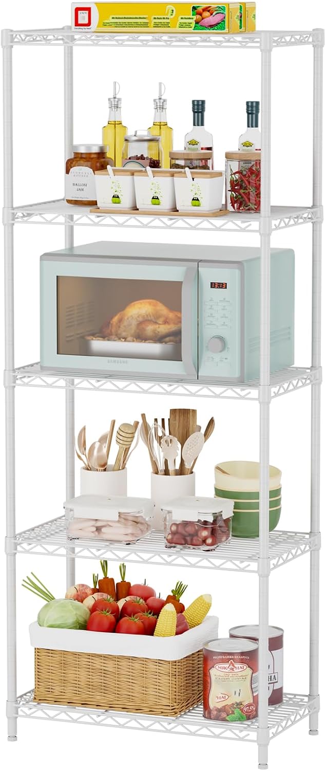 5 Metal Shelves Wire Shelving Storage Shelf Adjustable Unit Pantry