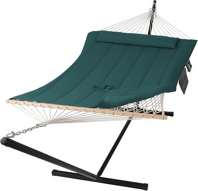 SUNCREAT Hammocks Two Person Hammock with 12ft Stand Included, Max 475lbs Cap...