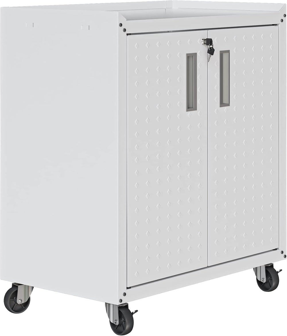 Manhattan Comfort Fortress Rolling Garage Storage Cabinet with 2 Adjustable S...