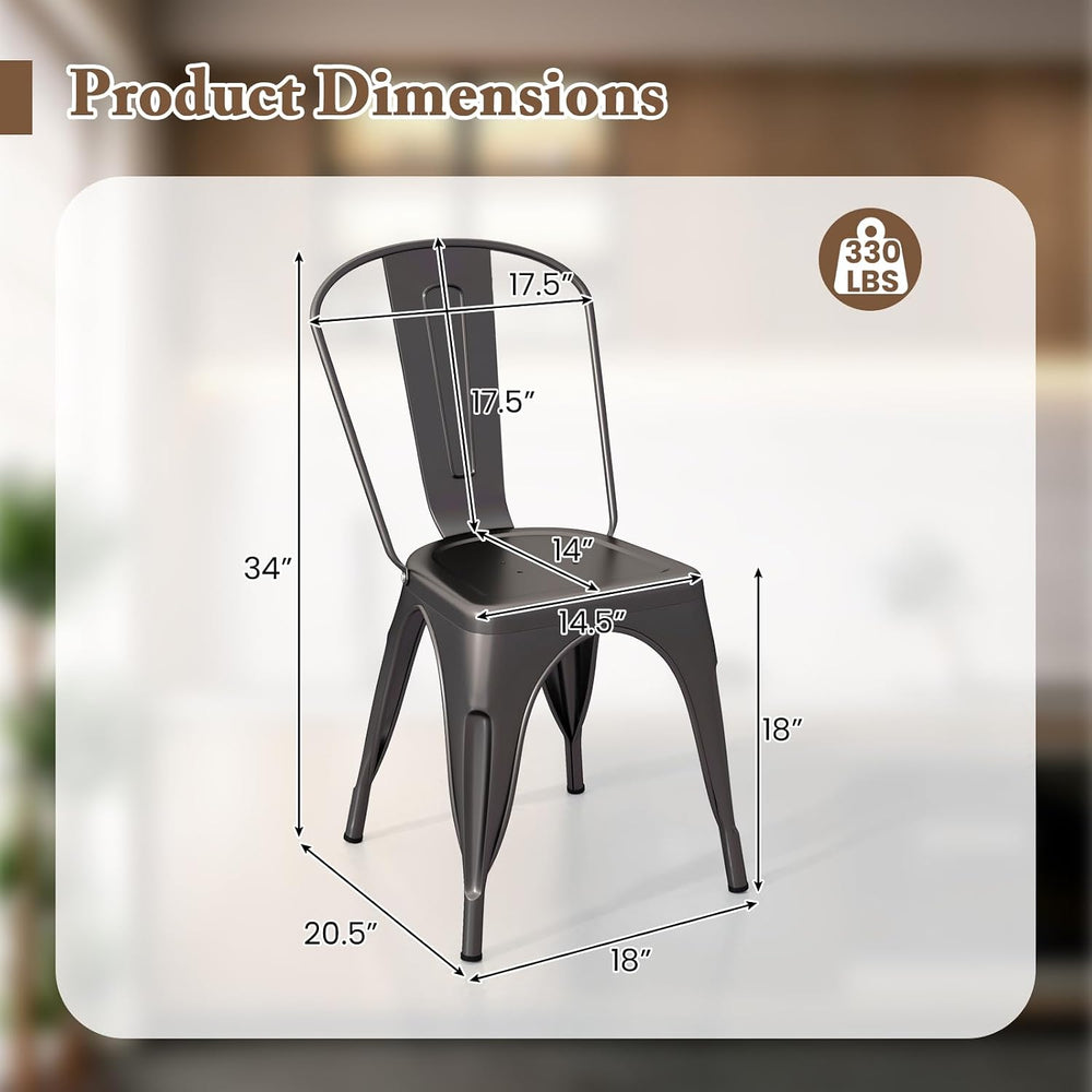GIANTEX Metal Dining Chairs Set of 4, Farmhouse Kitchen Chairs with Removable...