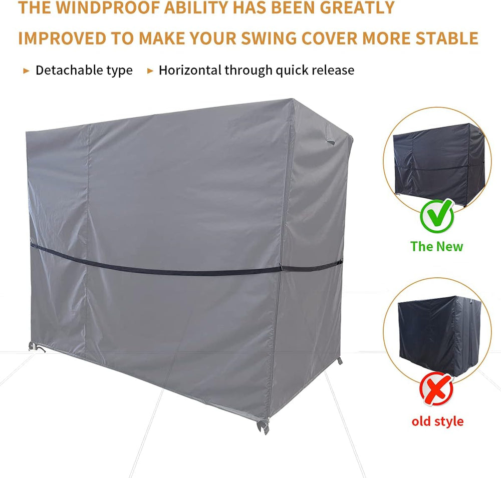 Patio Black Hammock Swing Cover, Triple Seater Garden Swing, Waterproof, UV R...