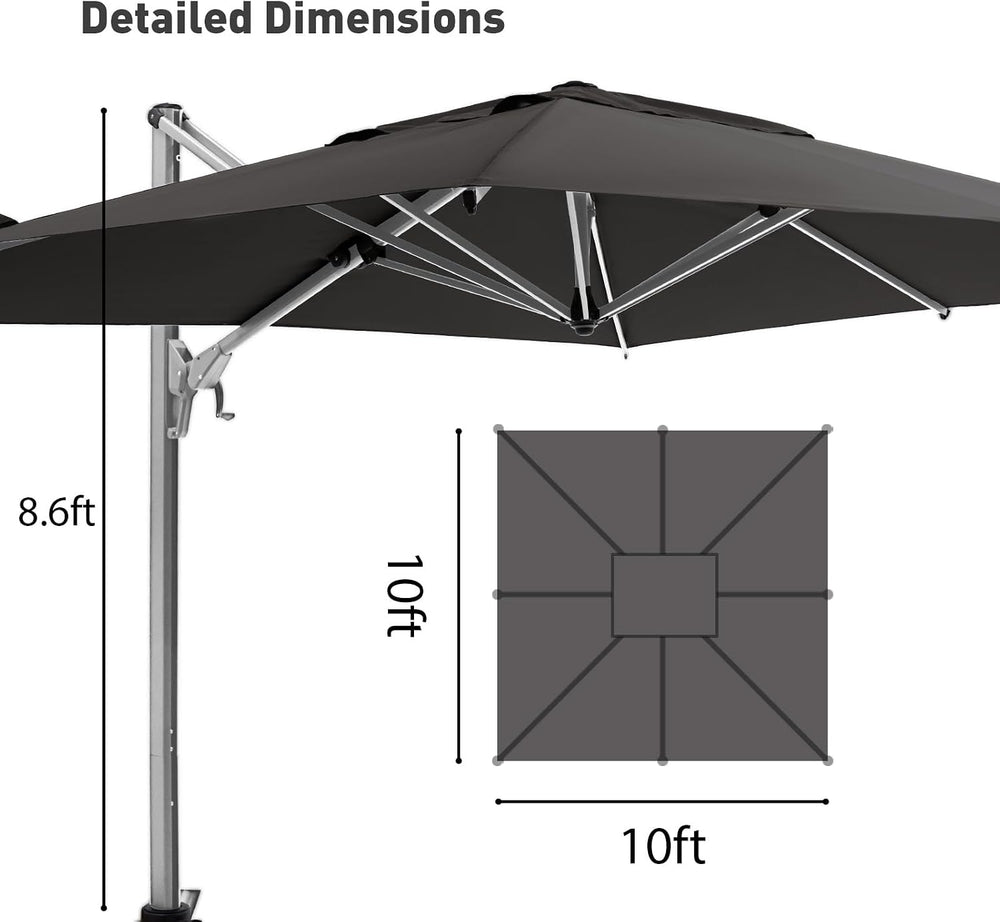 COSIEST 10'x10' Patio Umbrella Cantilever Outdoor Rectangular Offset ...