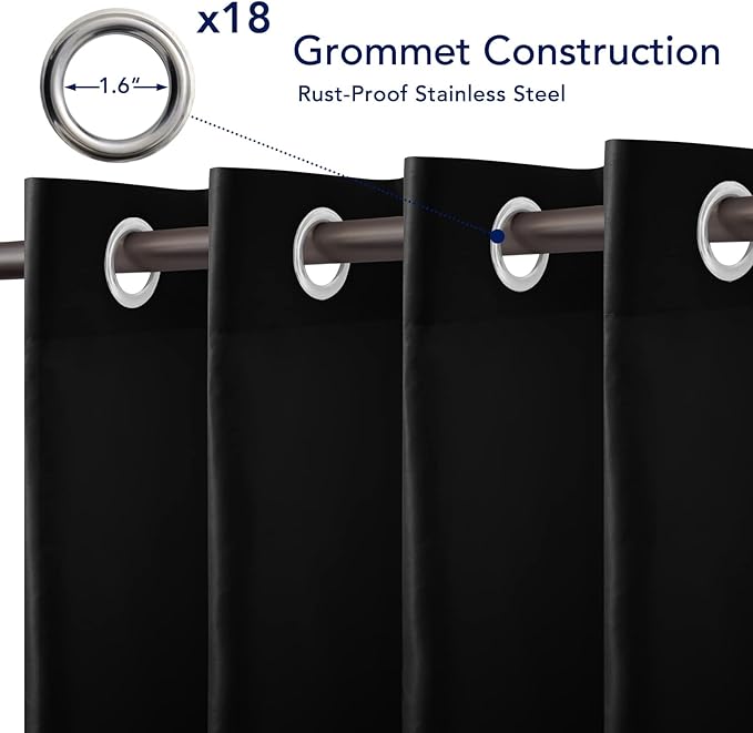 PureFit Outdoor Curtains for Patio Waterproof Weatherproof, UV Resistant Outs...