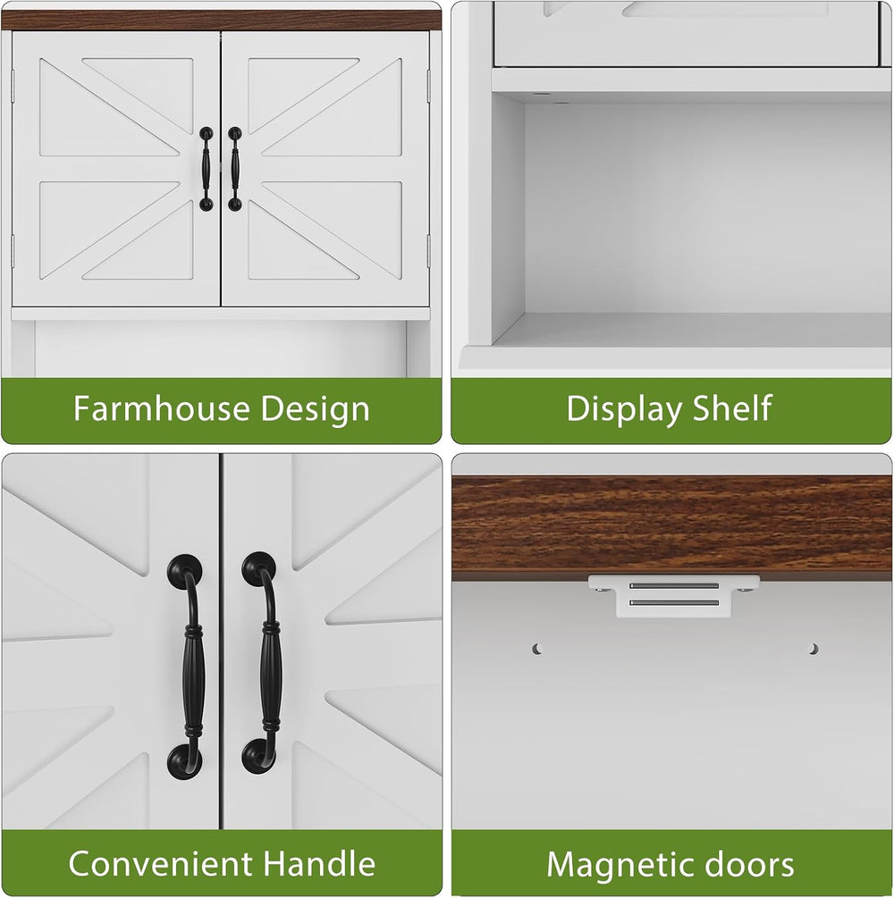 Bathroom Wall Cabinet with Barn Doors, Wall Mounted Bathroom Cabinet, Farmhou...