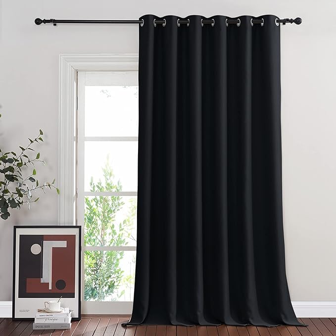 NICETOWN Black Out 144 inch Curtain for Sliding Glass Door, Grommet Thermal I...