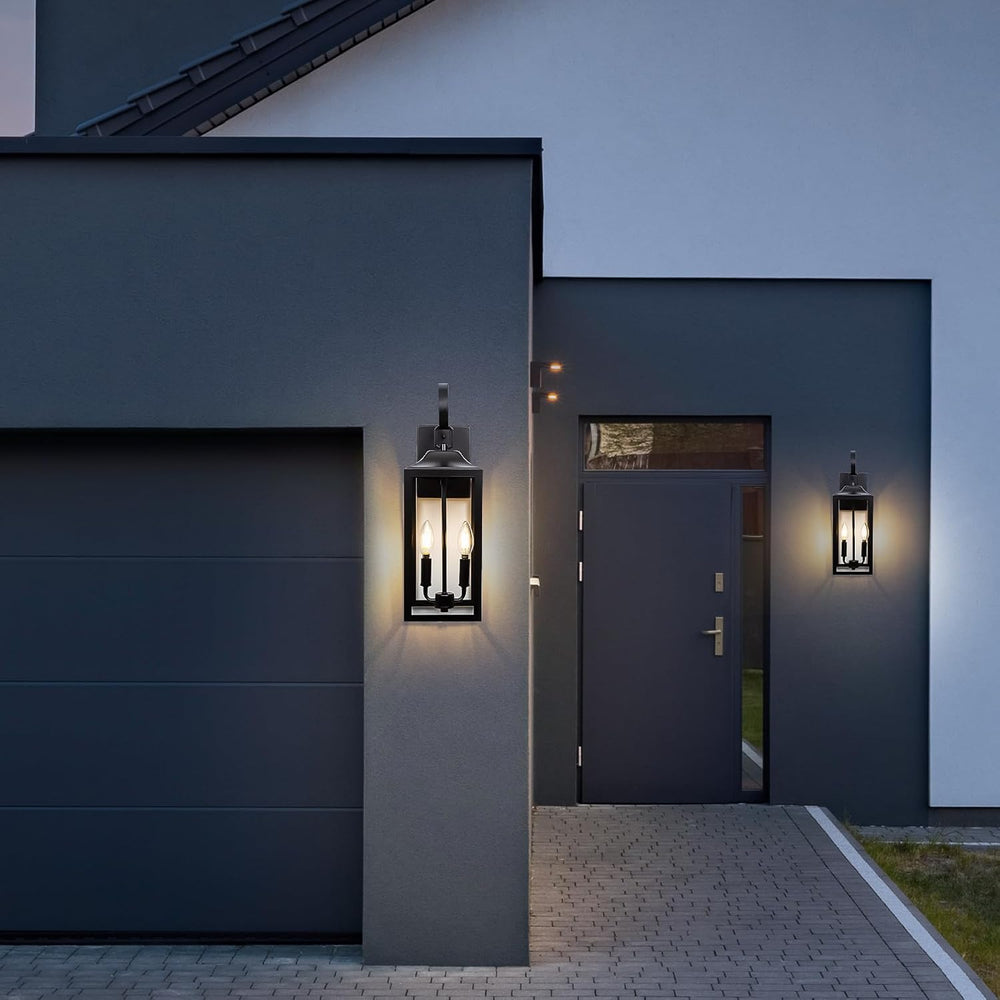 19" Large Black Outdoor Wall Lights, Waterproof Exterior Lighting Fixtures